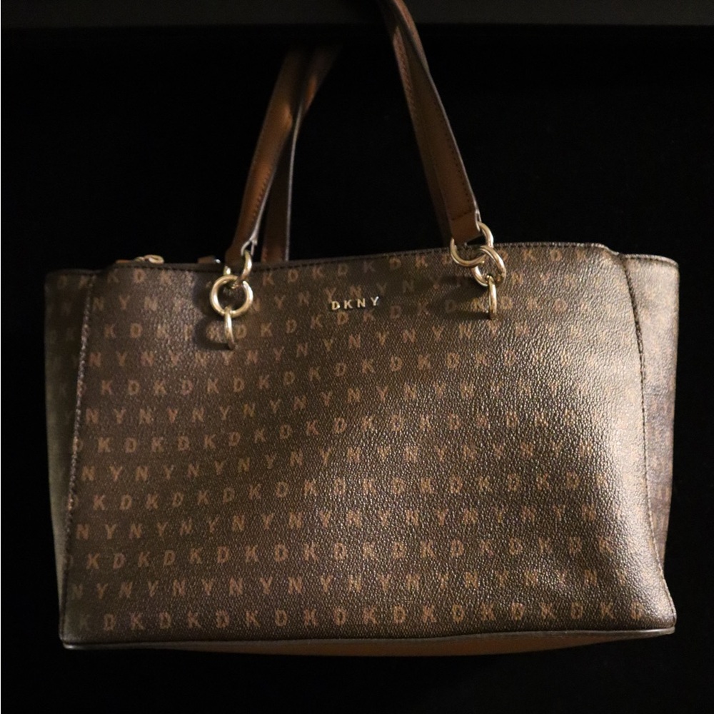 DKNY bag with logo with gold hardware PVC w/premium leather trim